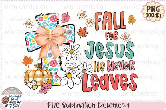 Fall for Jesus Christian Cross Autumn
