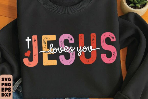 Jesus Loves You PNG: Colorful Religious Graphics for T-Shirt Designs