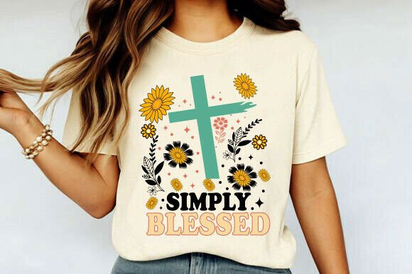 Simply Blessed PNG: Christian Graphics for T-Shirt Designs